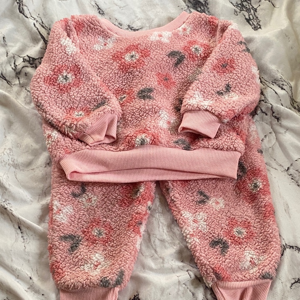 Pink Floral Fleece Baby Set